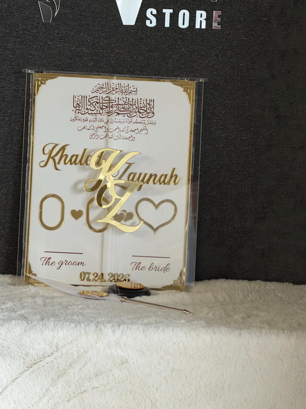 Custom Nikkah Book,  Acrylic Islamic Wedding Contract, Fingerprint Guest Book