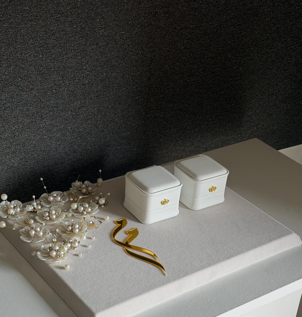 Personalized luxury modern engagement Velvet Ring Tray stand, Custom Wedding Keepsake .