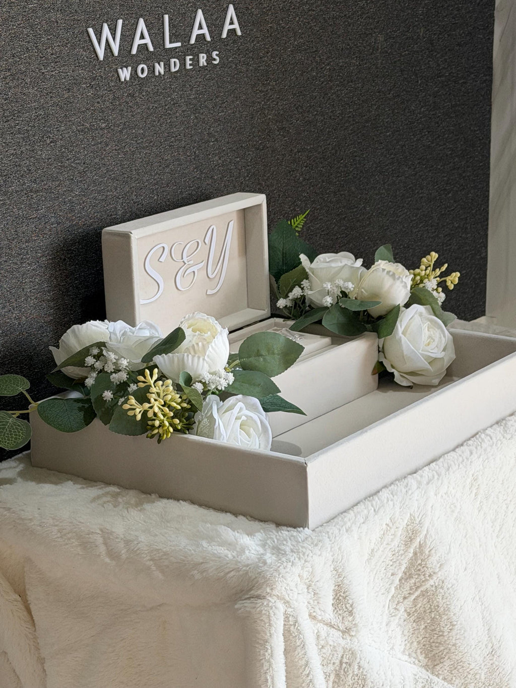 Personalized luxury Velvet Engagement ring  gift Tray, Custom Wedding Keepsake