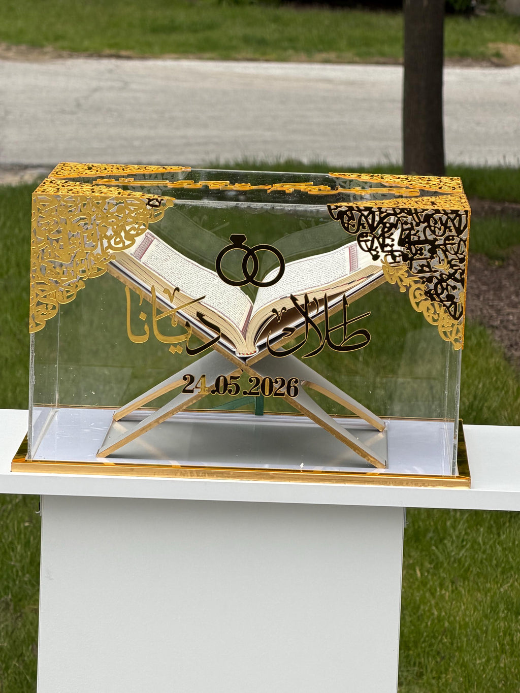 Personalized  Quran box Islamic Muslim Wedding Mahr Gift luxury acrylic engagement