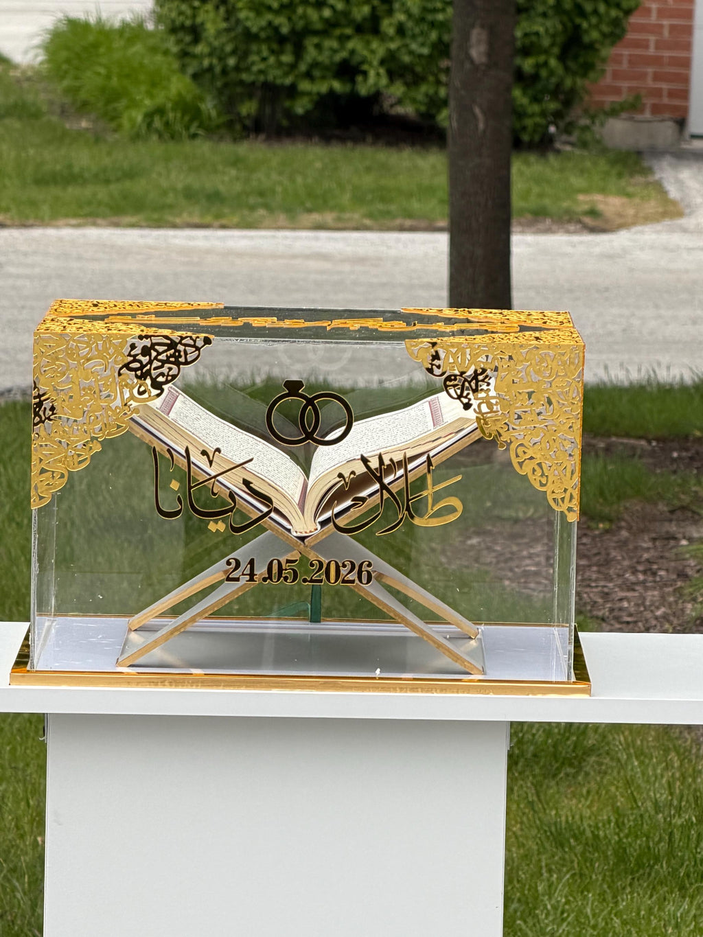 Personalized  Quran box Islamic Muslim Wedding Mahr Gift luxury acrylic engagement