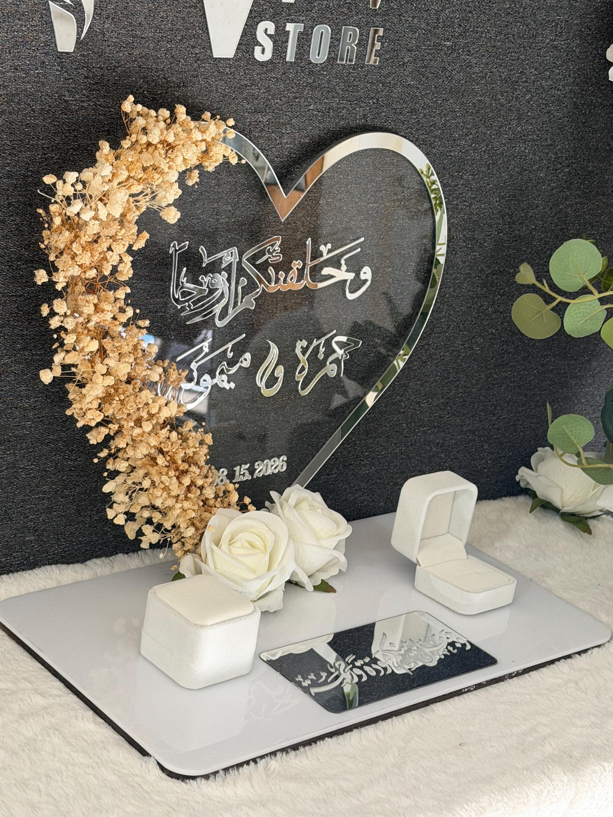 Personalized new Acrylic  Engagement ring mahr gift Tray stand, Custom Wedding Keepsake