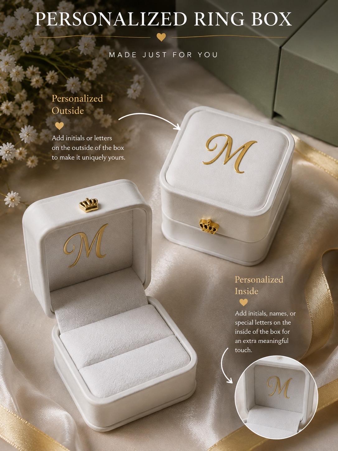 Personalized Wedding Ring Box, Custom Initials, Engagement Keepsake