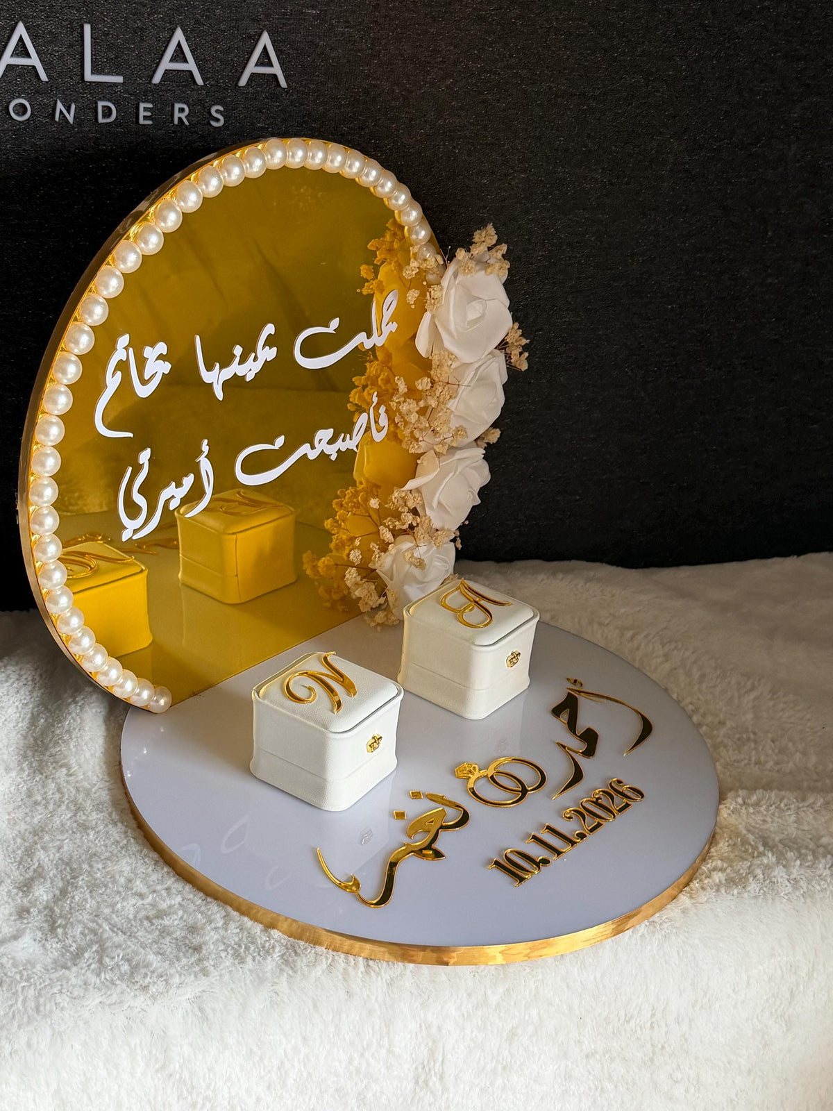 Personalized luxury acrylic Engagement ring  gift Tray, Custom Wedding Keepsake