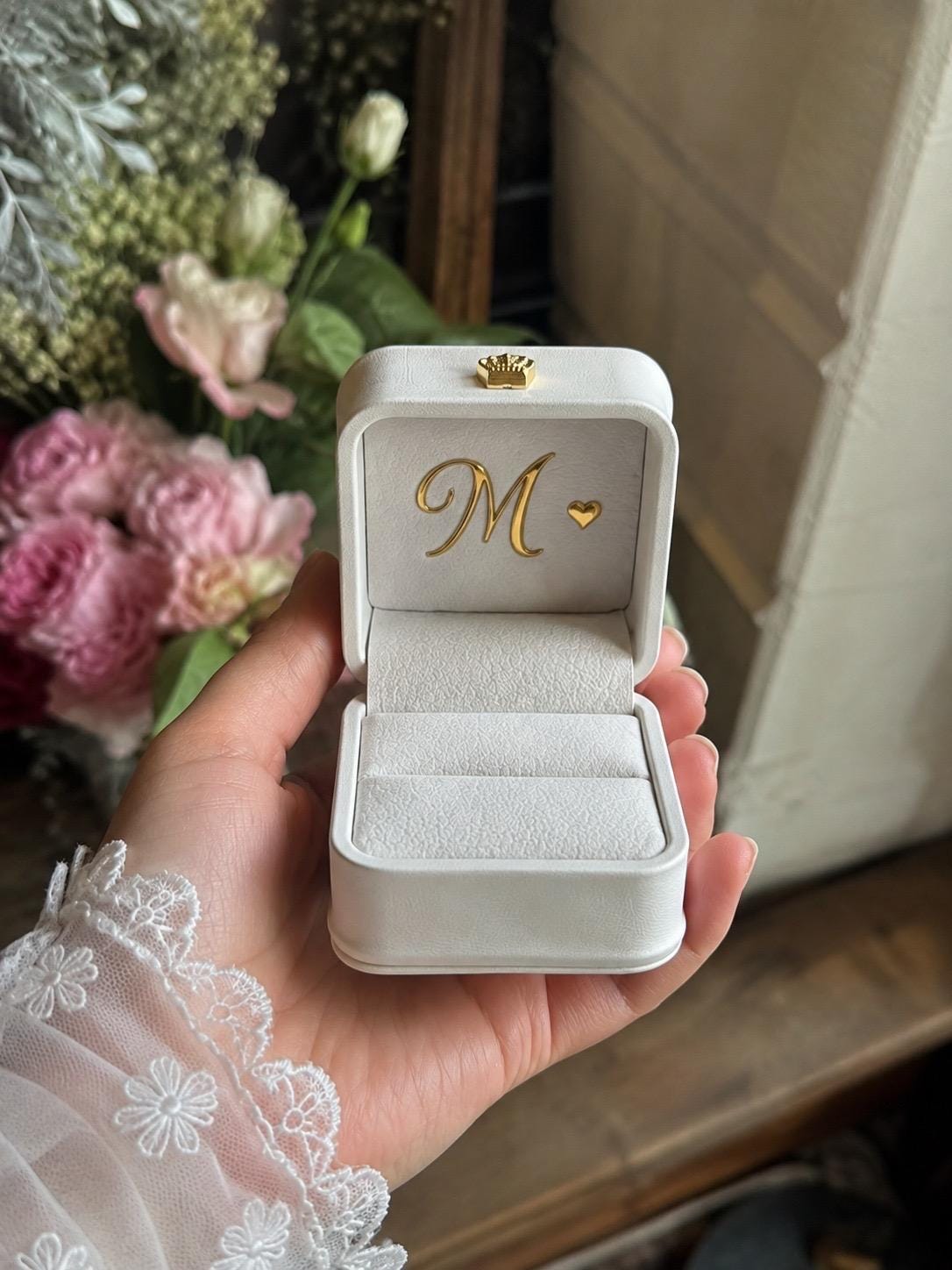 Personalized Wedding Ring Box, Custom Initials, Engagement Keepsake