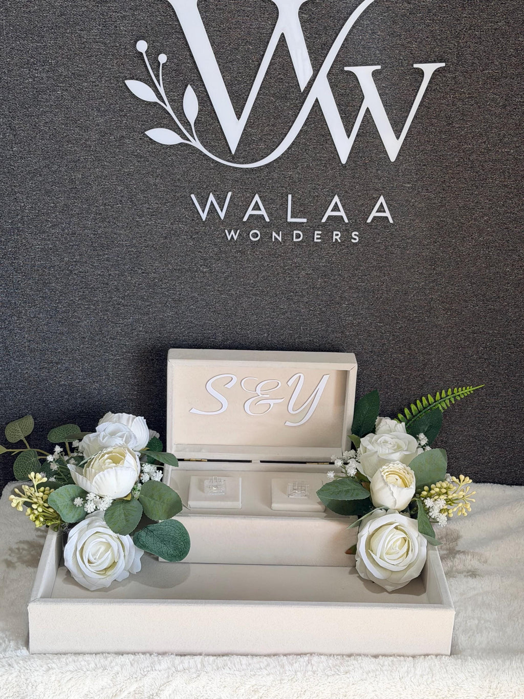 Personalized luxury Velvet Engagement ring  gift Tray, Custom Wedding Keepsake