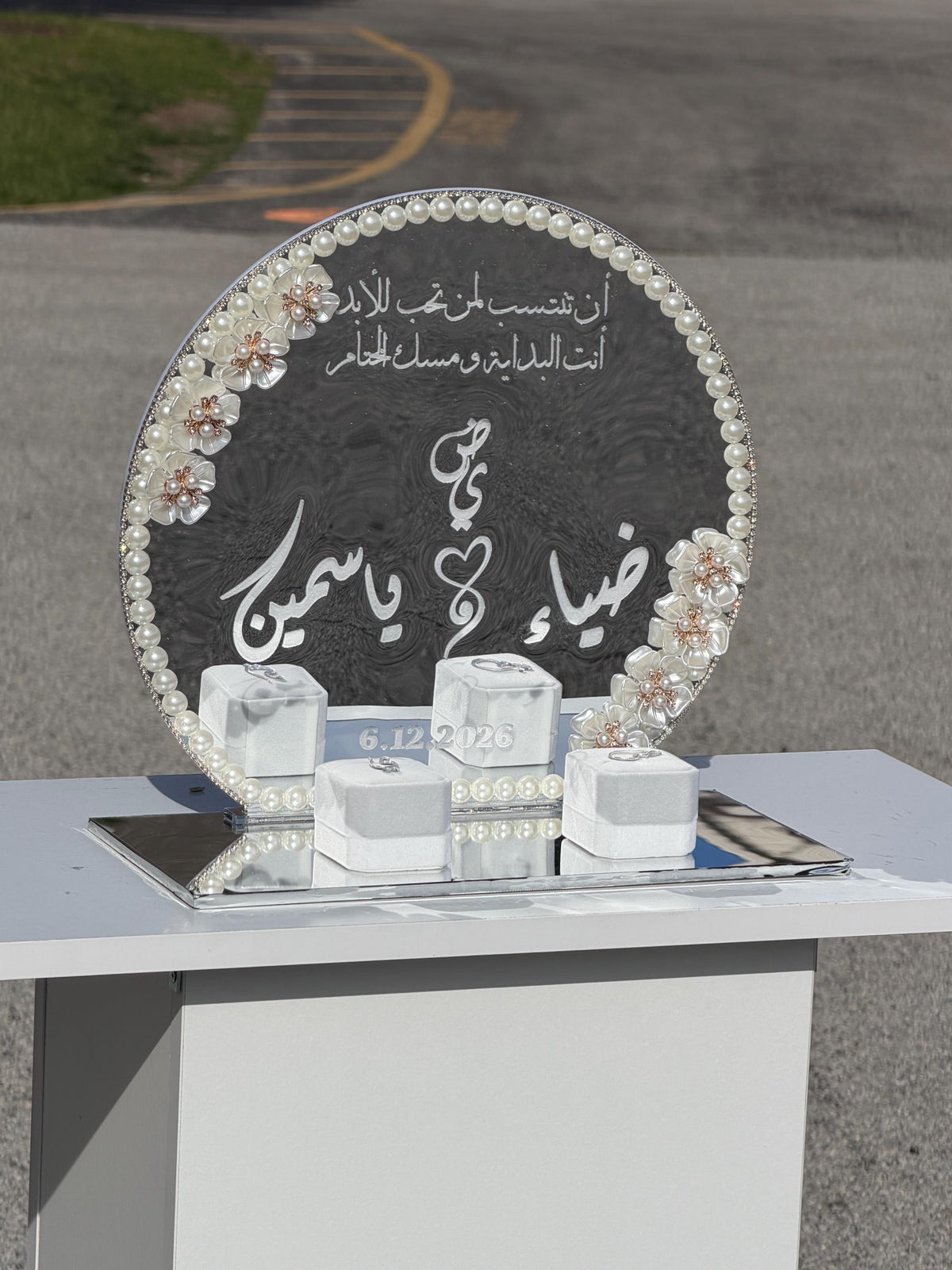 Personalized new Acrylic  Engagement ring mahr gift Tray, Custom Wedding Keepsake