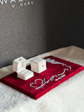 Personalized luxury Velvet Engagement ring  gift Tray, Custom Wedding Keepsake