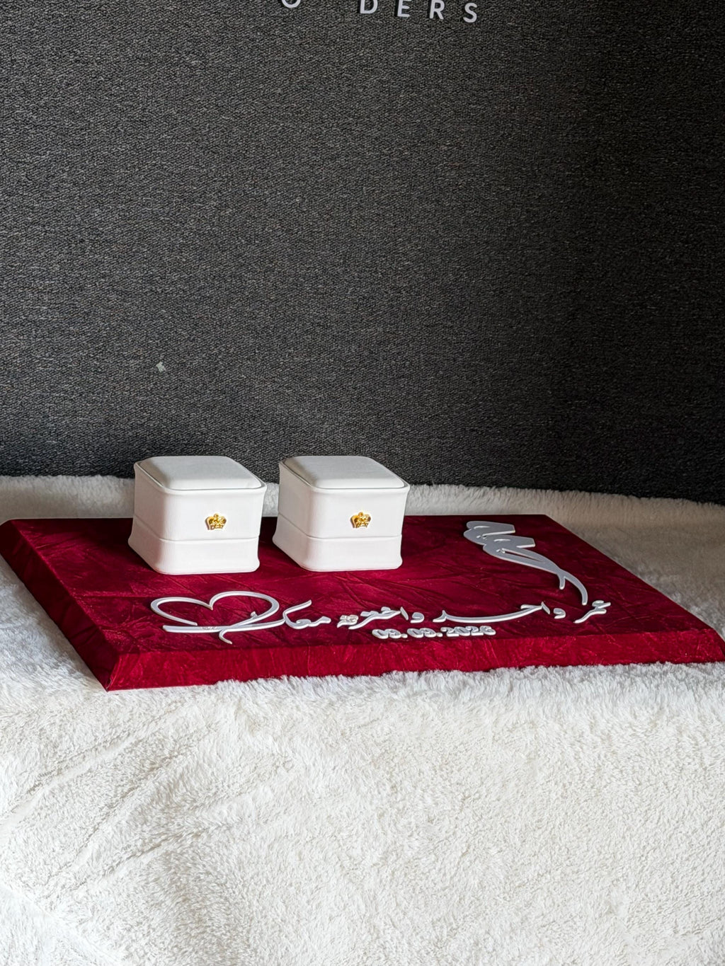 Personalized luxury Velvet Engagement ring  gift Tray, Custom Wedding Keepsake