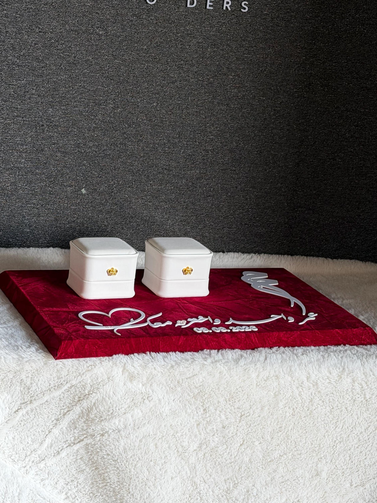 Personalized luxury Velvet Engagement ring  gift Tray, Custom Wedding Keepsake