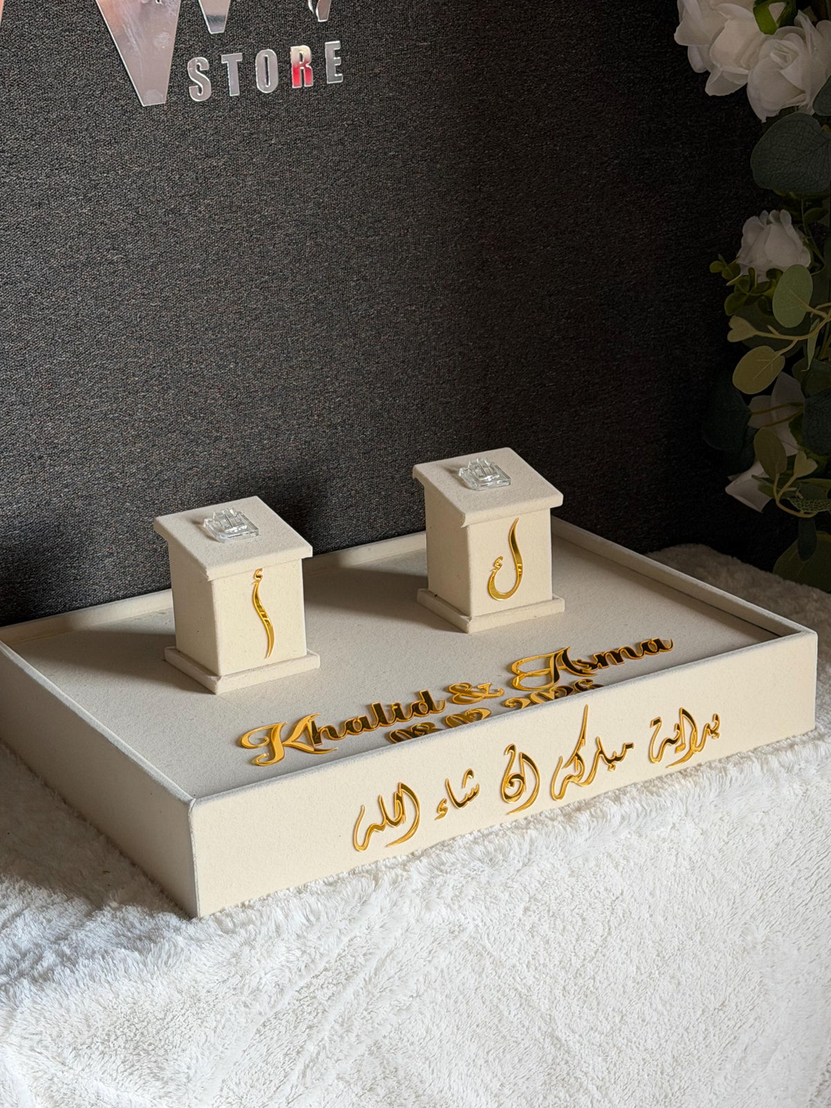 Personalized Velvet Ring Tray, Custom Wedding Keepsake, Floral Bouquet Holder