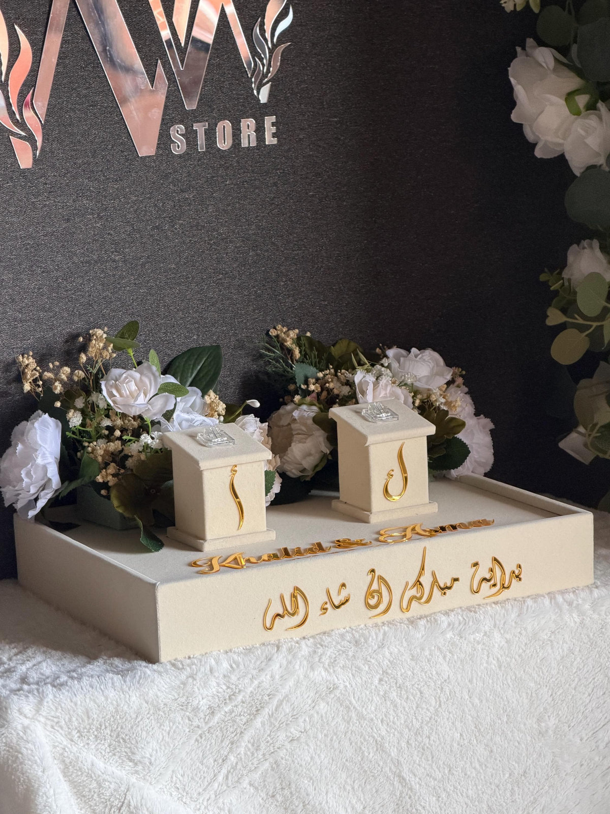 Personalized Velvet Ring Tray, Custom Wedding Keepsake, Floral Bouquet Holder