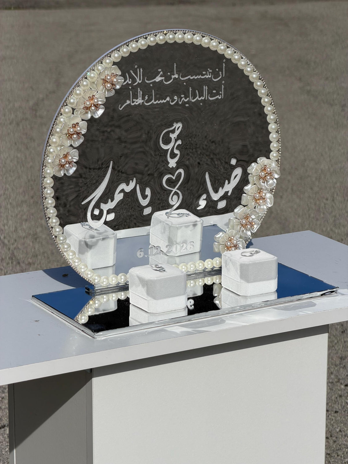 Personalized new Acrylic  Engagement ring mahr gift Tray, Custom Wedding Keepsake