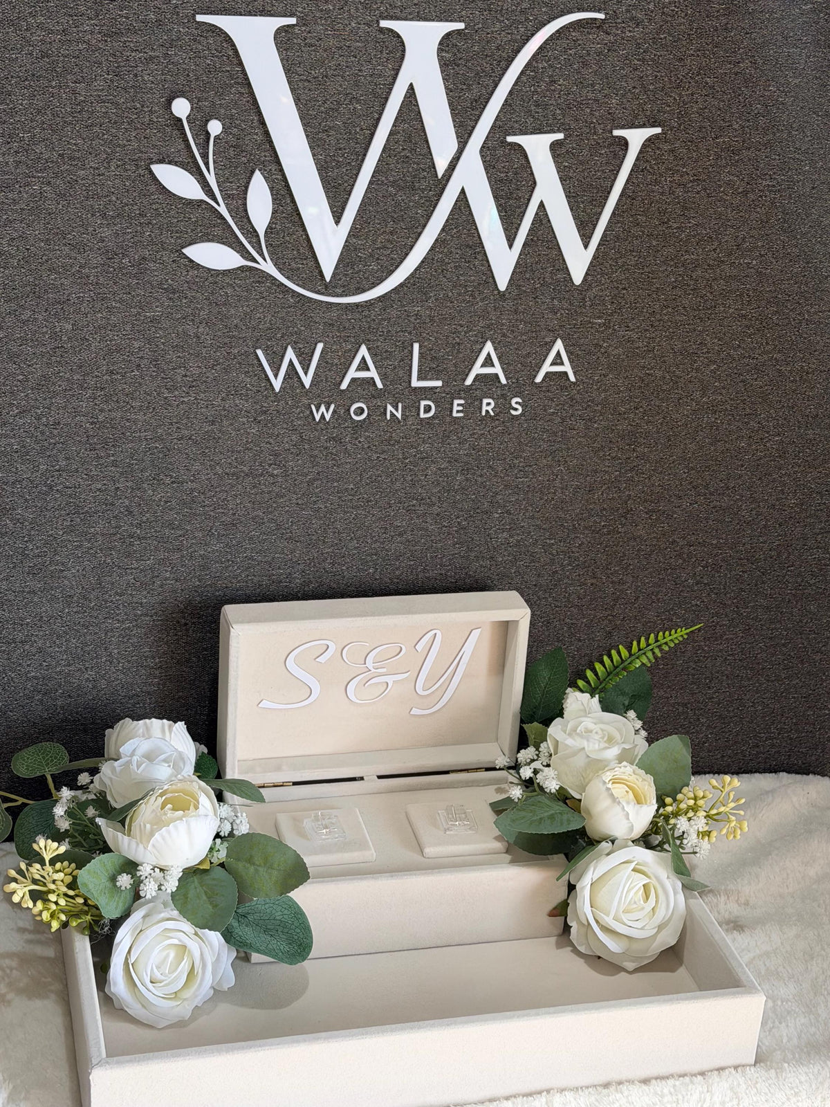 Personalized luxury Velvet Engagement ring  gift Tray, Custom Wedding Keepsake