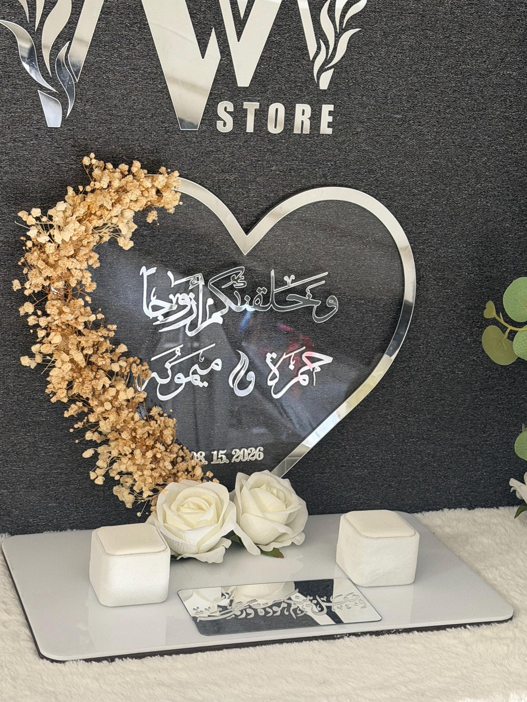 Personalized new Acrylic  Engagement ring mahr gift Tray stand, Custom Wedding Keepsake