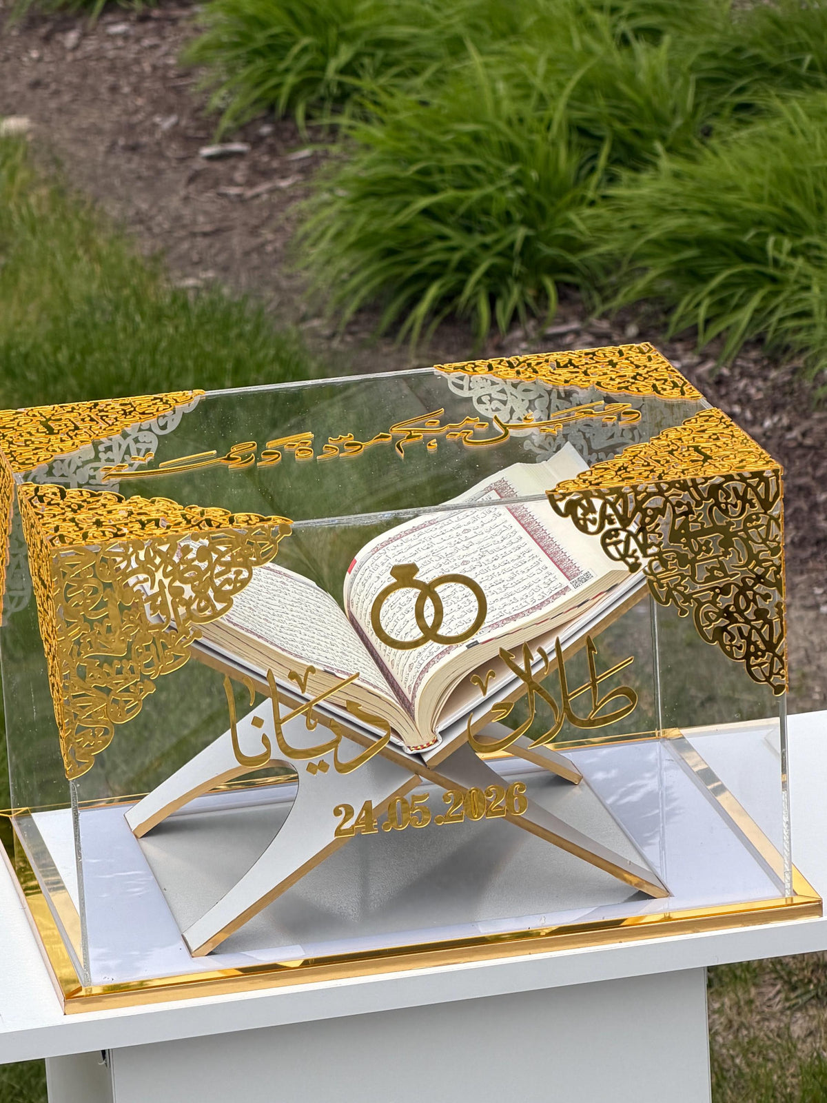 Personalized  Quran box Islamic Muslim Wedding Mahr Gift luxury acrylic engagement