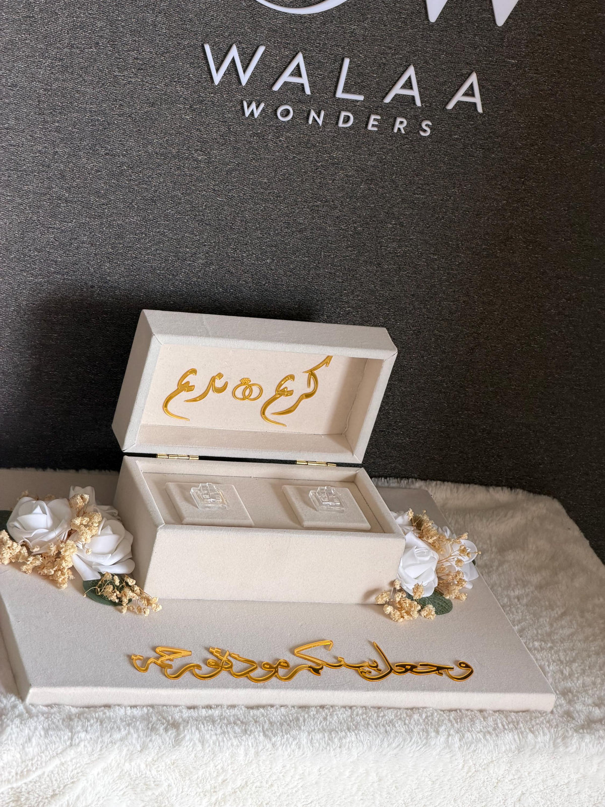 Personalized luxury Velvet Engagement ring  gift Tray, Custom Wedding Keepsake