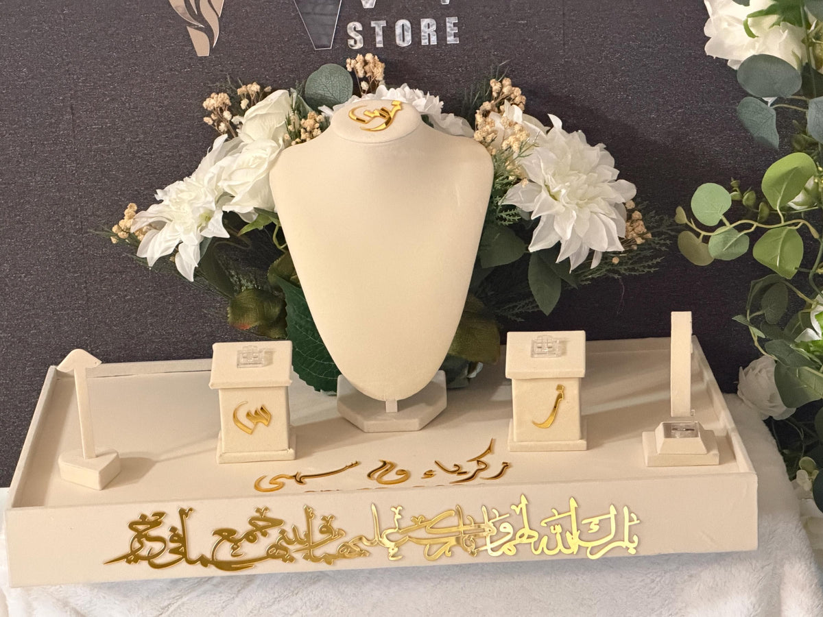 Custom Mahr Gift Box – Acrylic Velvet Display Stand, Islamic Bridal Dowry, Engagement Nikah