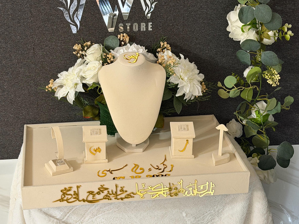 Custom Mahr Gift Box – Acrylic Velvet Display Stand, Islamic Bridal Dowry, Engagement Nikah