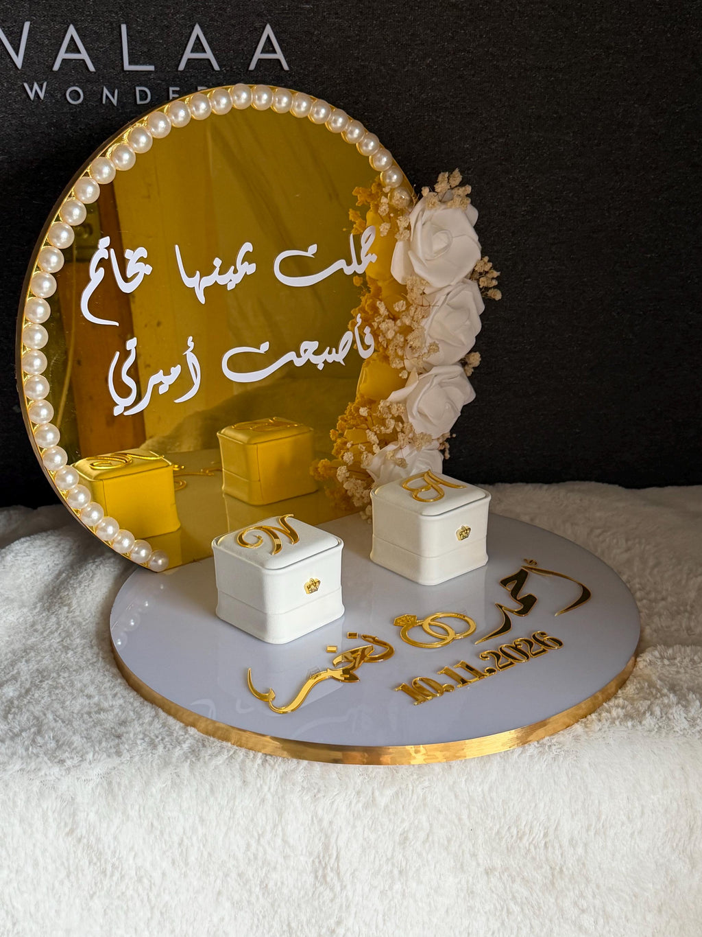 Personalized luxury acrylic Engagement ring  gift Tray, Custom Wedding Keepsake