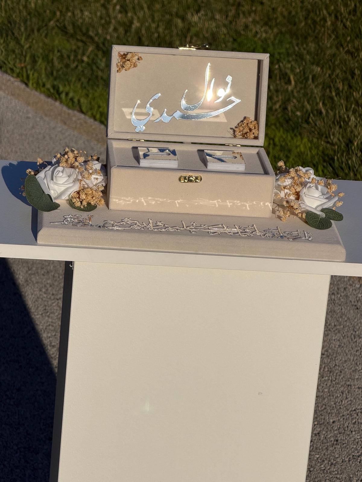 Personalized luxury Velvet Engagement ring  gift Tray, Custom Wedding Keepsake