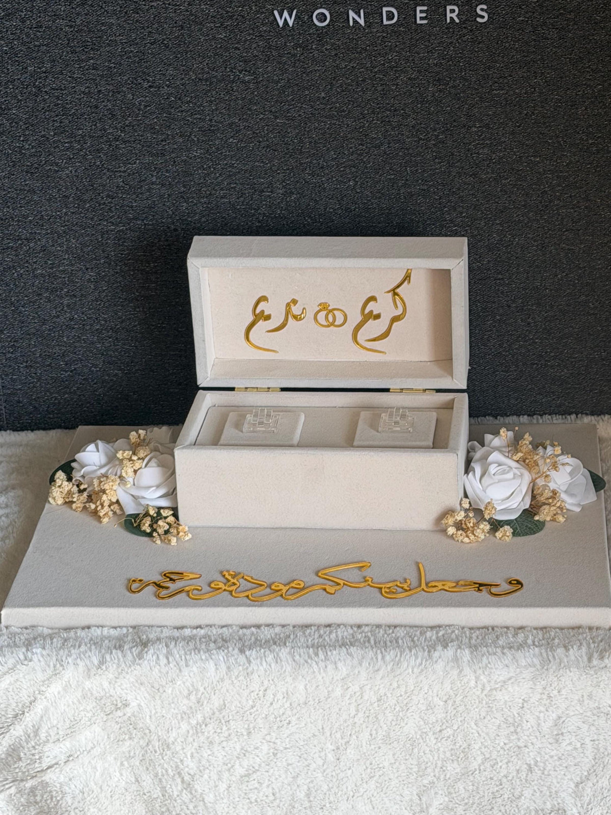 Personalized luxury Velvet Engagement ring  gift Tray, Custom Wedding Keepsake