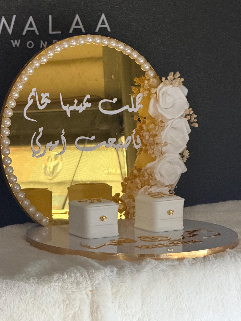 Personalized luxury acrylic Engagement ring  gift Tray, Custom Wedding Keepsake