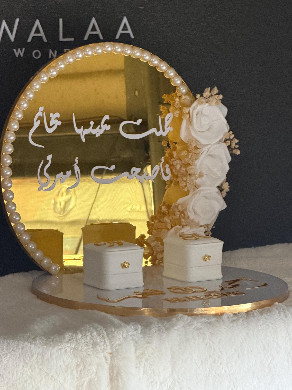 Personalized luxury acrylic Engagement ring  gift Tray, Custom Wedding Keepsake