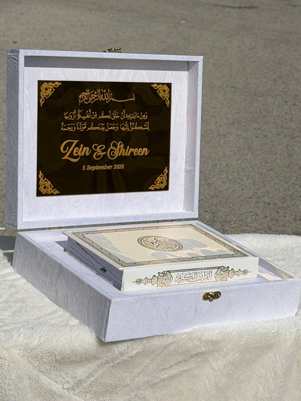 Personalized  Quran box Islamic Muslim Wedding Mahr Gift luxury  velvet engagement