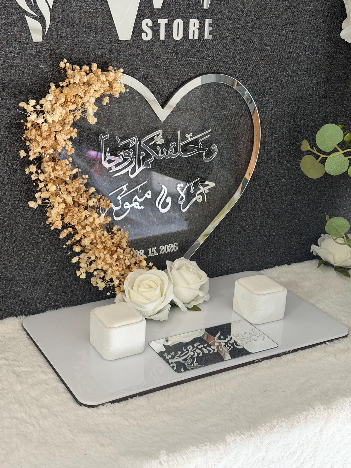 Personalized new Acrylic  Engagement ring mahr gift Tray stand, Custom Wedding Keepsake