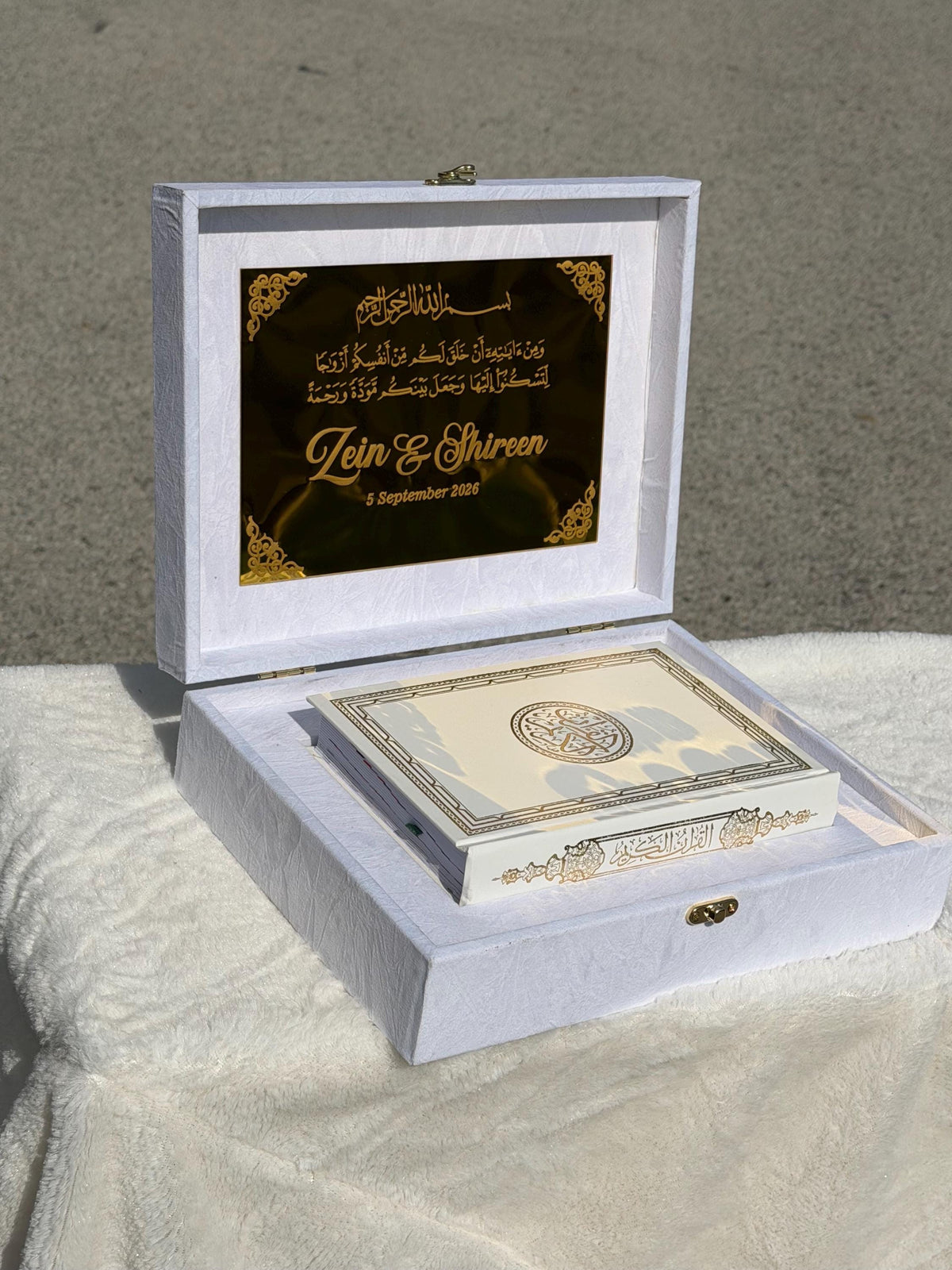 Personalized  Quran box Islamic Muslim Wedding Mahr Gift luxury  velvet engagement