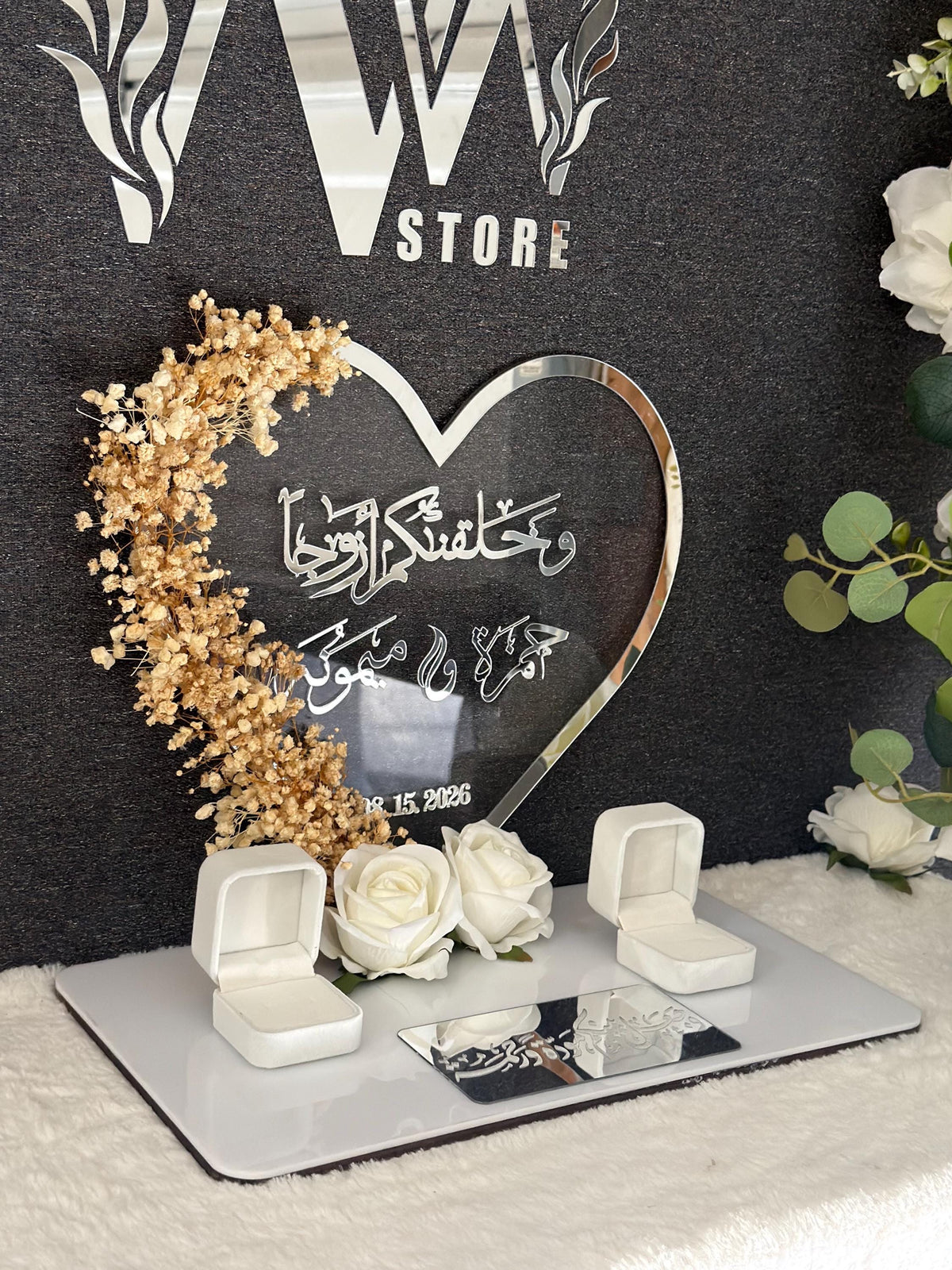 Personalized new Acrylic  Engagement ring mahr gift Tray stand, Custom Wedding Keepsake