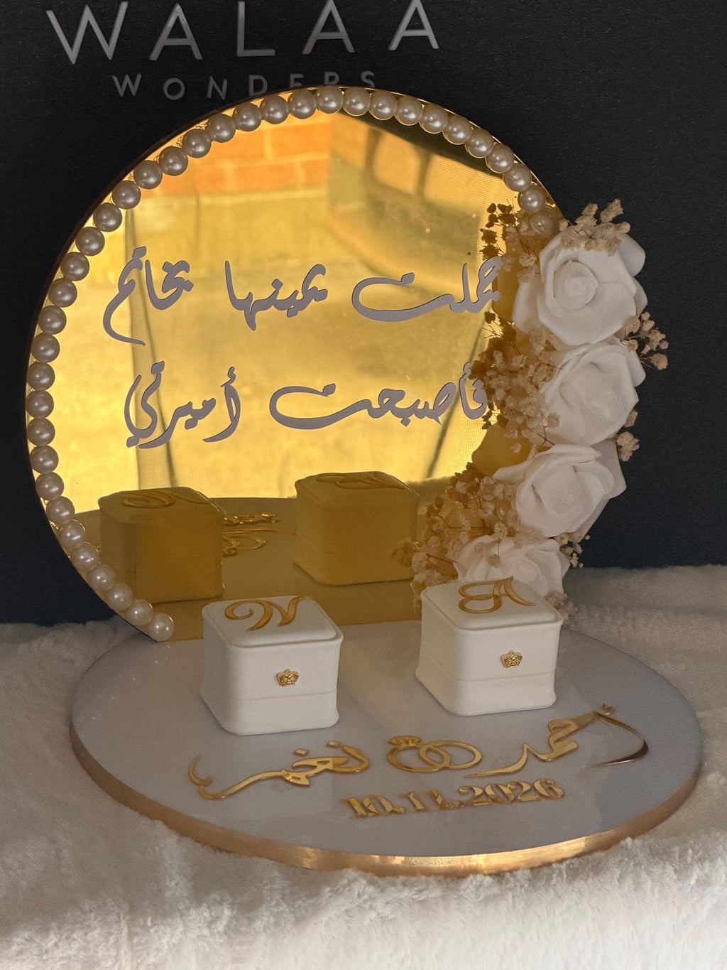 Personalized luxury acrylic Engagement ring  gift Tray, Custom Wedding Keepsake