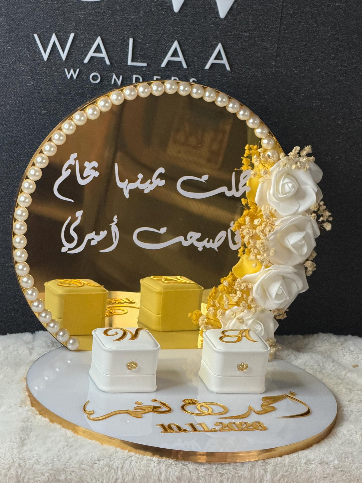 Personalized luxury acrylic Engagement ring  gift Tray, Custom Wedding Keepsake