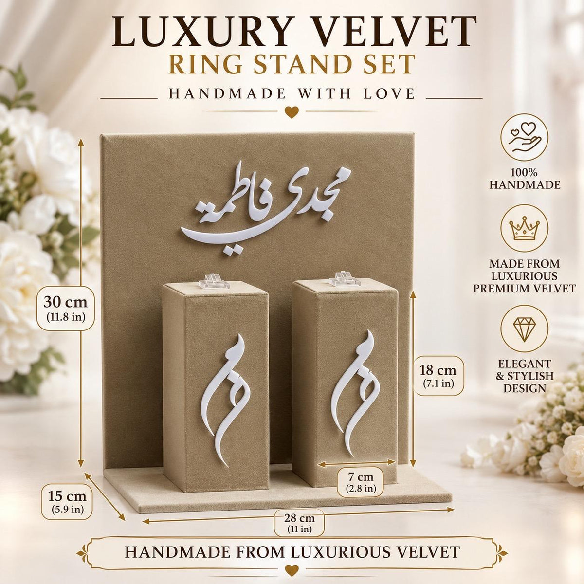 Personalized Velvet and Acrylic  Engagement ring mahr gift Tray, Custom Wedding Keepsake