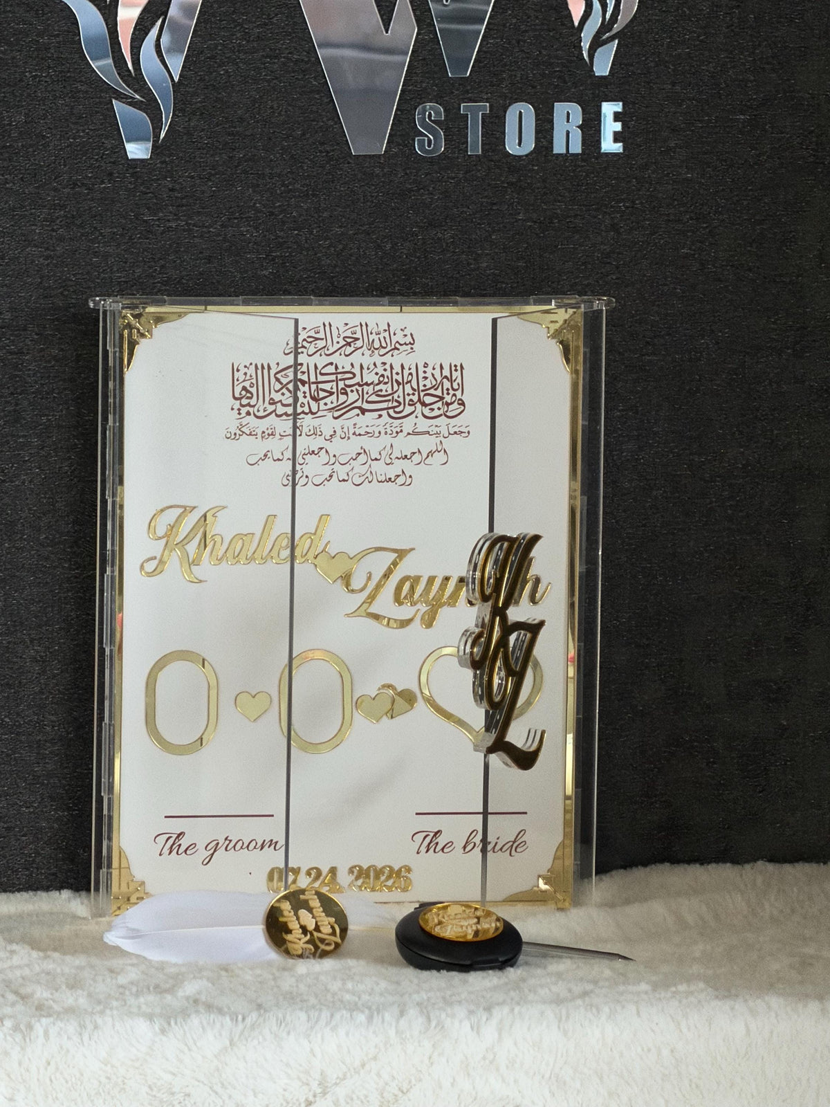 Custom Nikkah Book,  Acrylic Islamic Wedding Contract, Fingerprint Guest Book