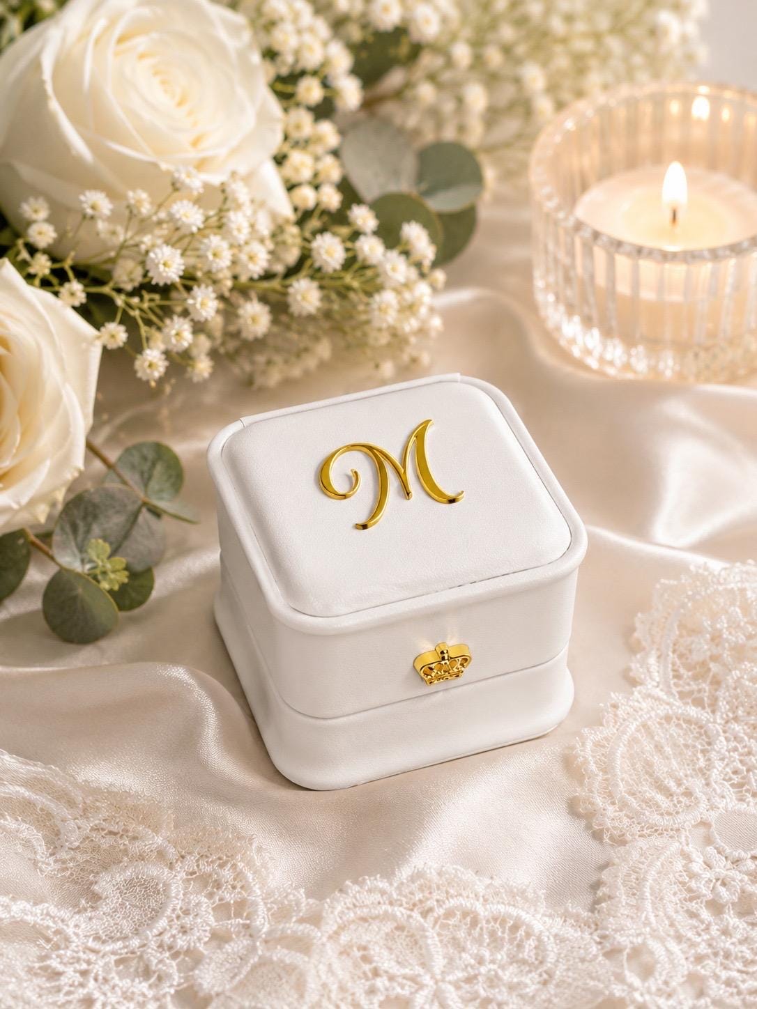 Personalized Wedding Ring Box, Custom Initials, Engagement Keepsake