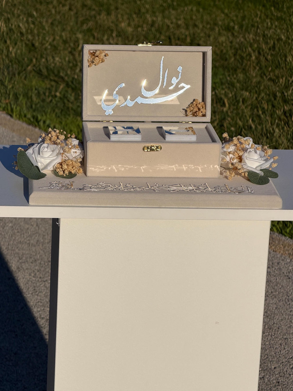 Personalized luxury Velvet Engagement ring  gift Tray, Custom Wedding Keepsake