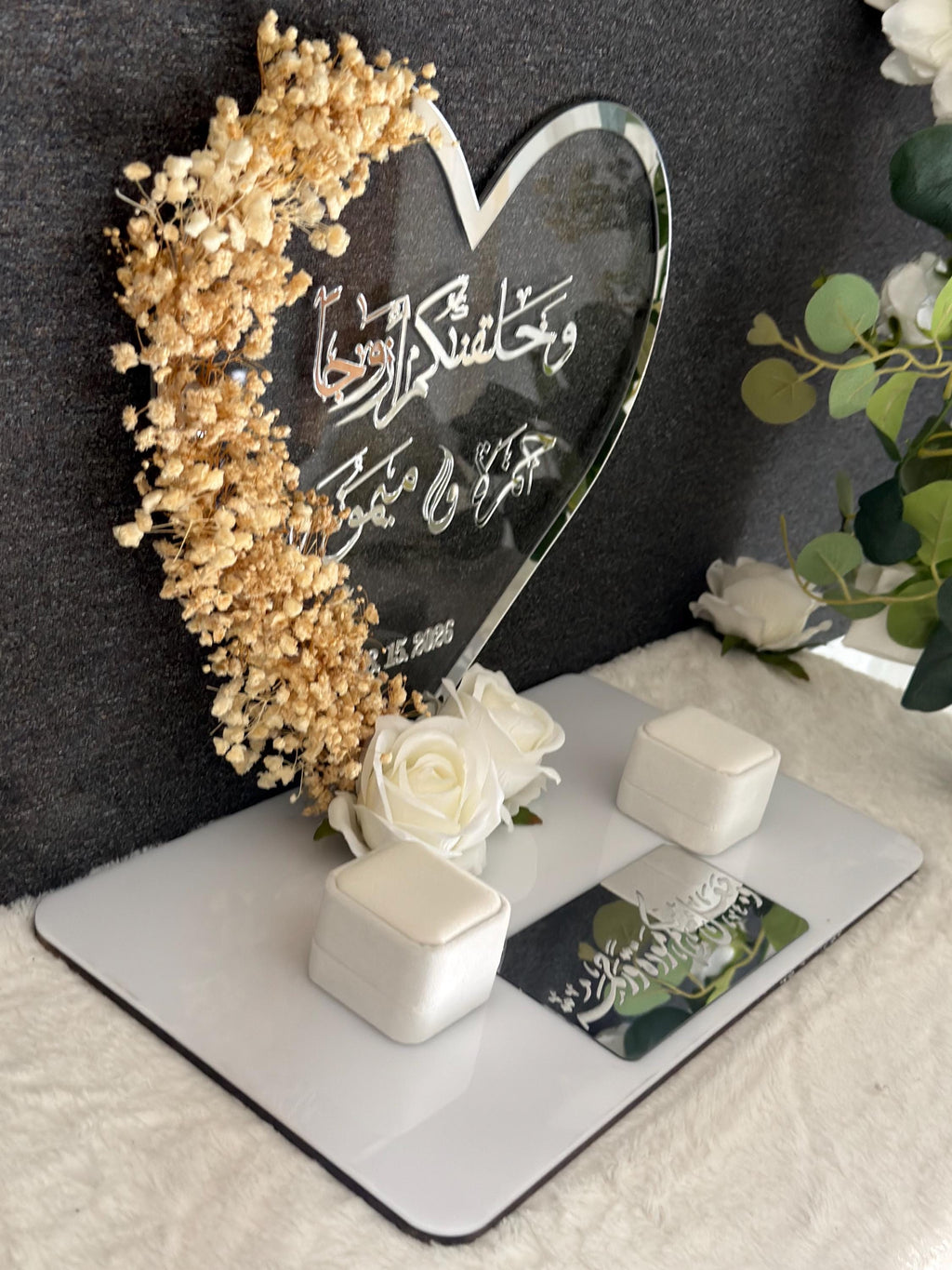 Personalized new Acrylic  Engagement ring mahr gift Tray stand, Custom Wedding Keepsake